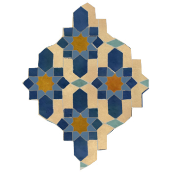 Mosaic House Moroccan tile Dazzle 15-14-8-2-12 Cobalt Blue Natural, Unglazed, Terracotta Ochre Light Blue Light Green  zellige, mosaic, zellij, field, pattern, glaze, intricate, classic, traditional, complex 